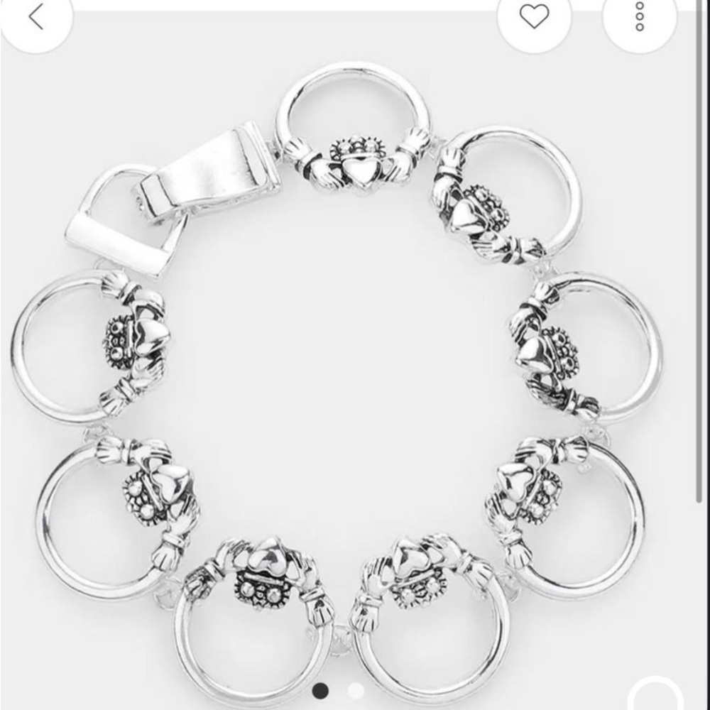 Sterling Silver Heart Link Bracelet - Silver